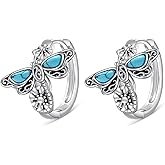 Dragonfly Earrings for Women Sterling Silver Dragonfly Hoop Earrings Jewelry Turquoise Hoop Huggie Jewelry Birthday Gifts
