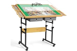 ALL4JIG 1500 Piece Adjustable Jigsaw Puzzle Table for Adults, 35.4"x26.4" Multi-Functional Puzzle Board with 4+2 Drawers & Protective Cover, 45-Degree Any-Angle Tilt for Work, Exercise & Leisure