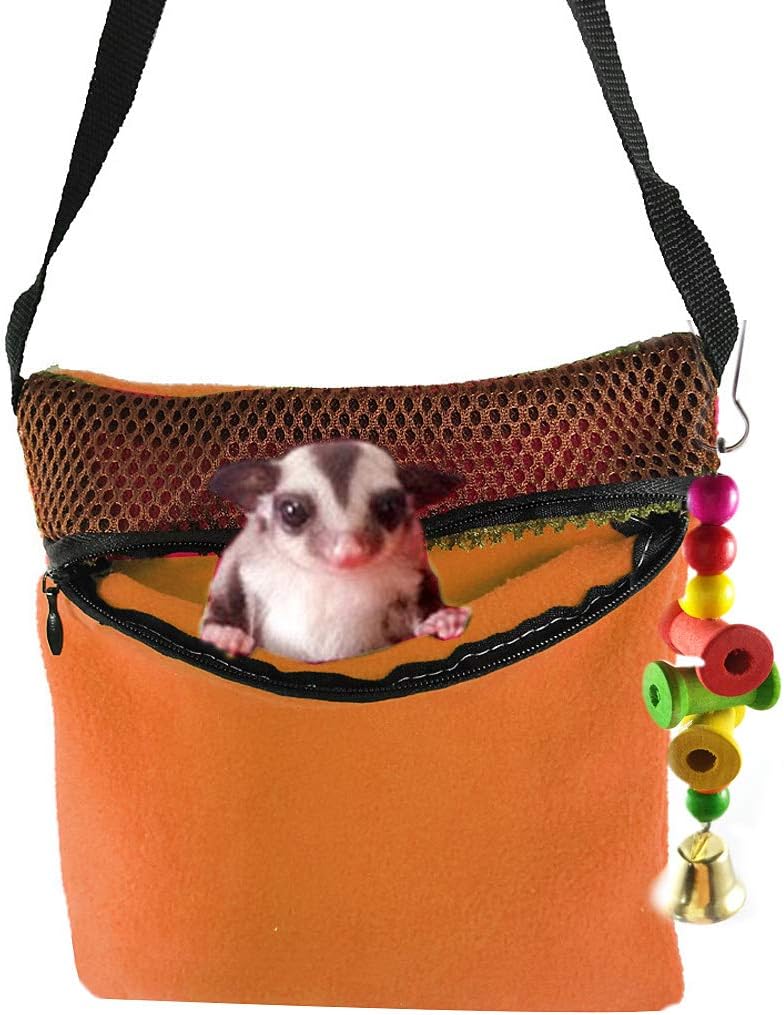 Anxyuan Small Animal Outgoing Bag Hamster Carrier Bag Hedgehog Portable Travel Carry Pouch Chinchillas Breathable Handbag Soft Sided Tote Bag for Rats Sugar Glider with Chew Play Toy