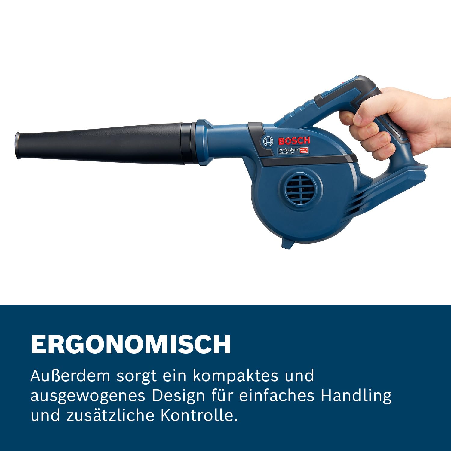 Bosch Professional 18V System Akku Gebläse GBL 18V-120 (inkl. 4x Aufsätze, Standarddüse, Verlängerungsrohr, Bohrlochdüse, Staubauffangbehälter, ohne Akku/ Ladegerät) 6