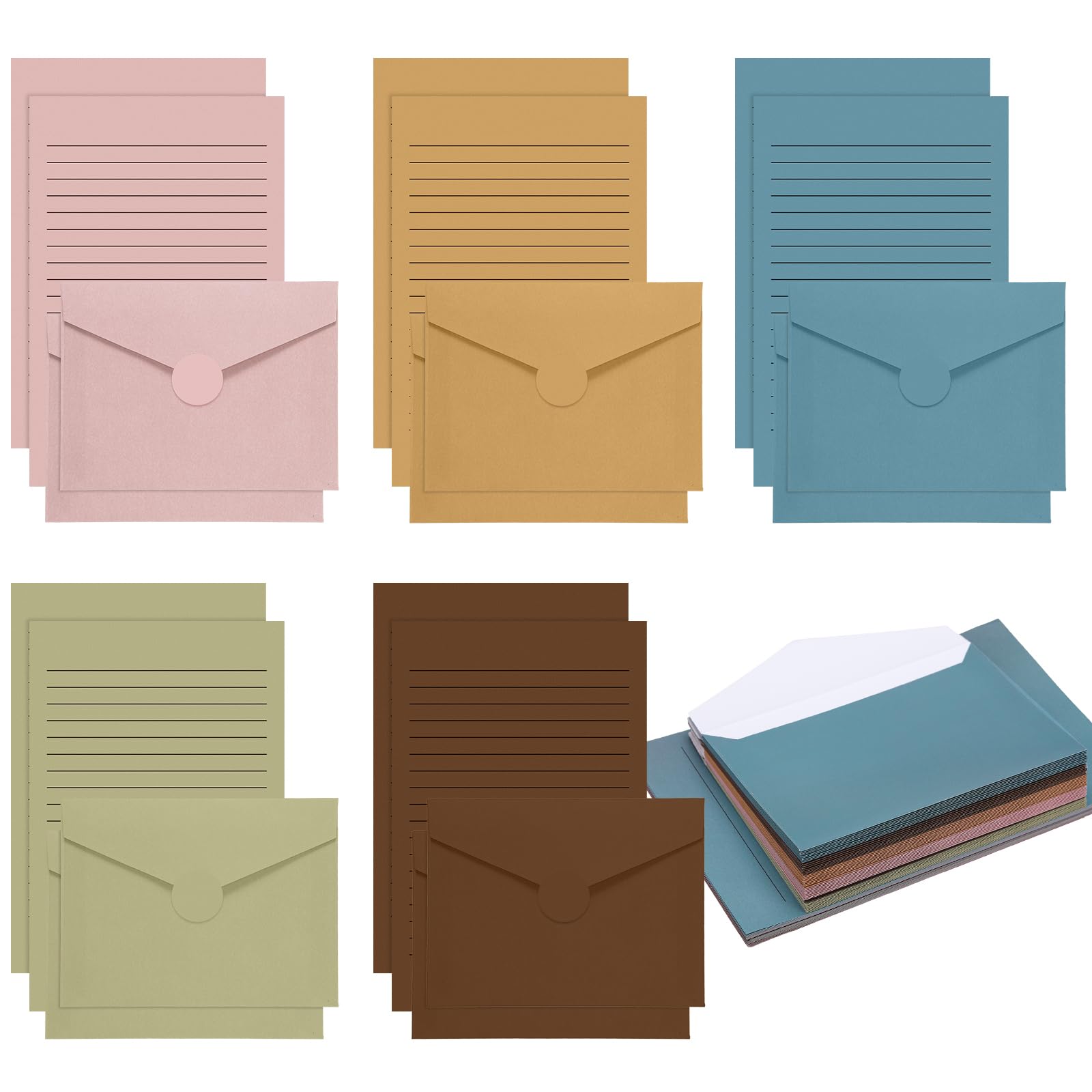 Photo 1 of 100 Pcs Stationery Lined Stationery Paper and Envelopes Set Includes 50 Letter Writing Paper and 50 Envelope for Office, 5.5 x 8.25 Inch(Morandi)