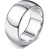 Florideco Stainless Steel Ring Wedding Bands for Women Mens Ring Wedding Band Plain Dome High Polished Size 6 to 10