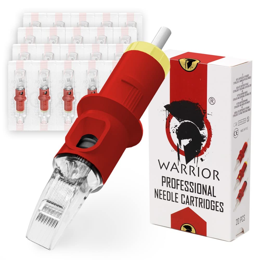 WARRIOR Red Tattoo Needle Cartridges Professional Sterilized with E.O Gas Big Magnum 20pcs 316L Surgical Steel Disposable Permanent Makeup (RED-1011M1)