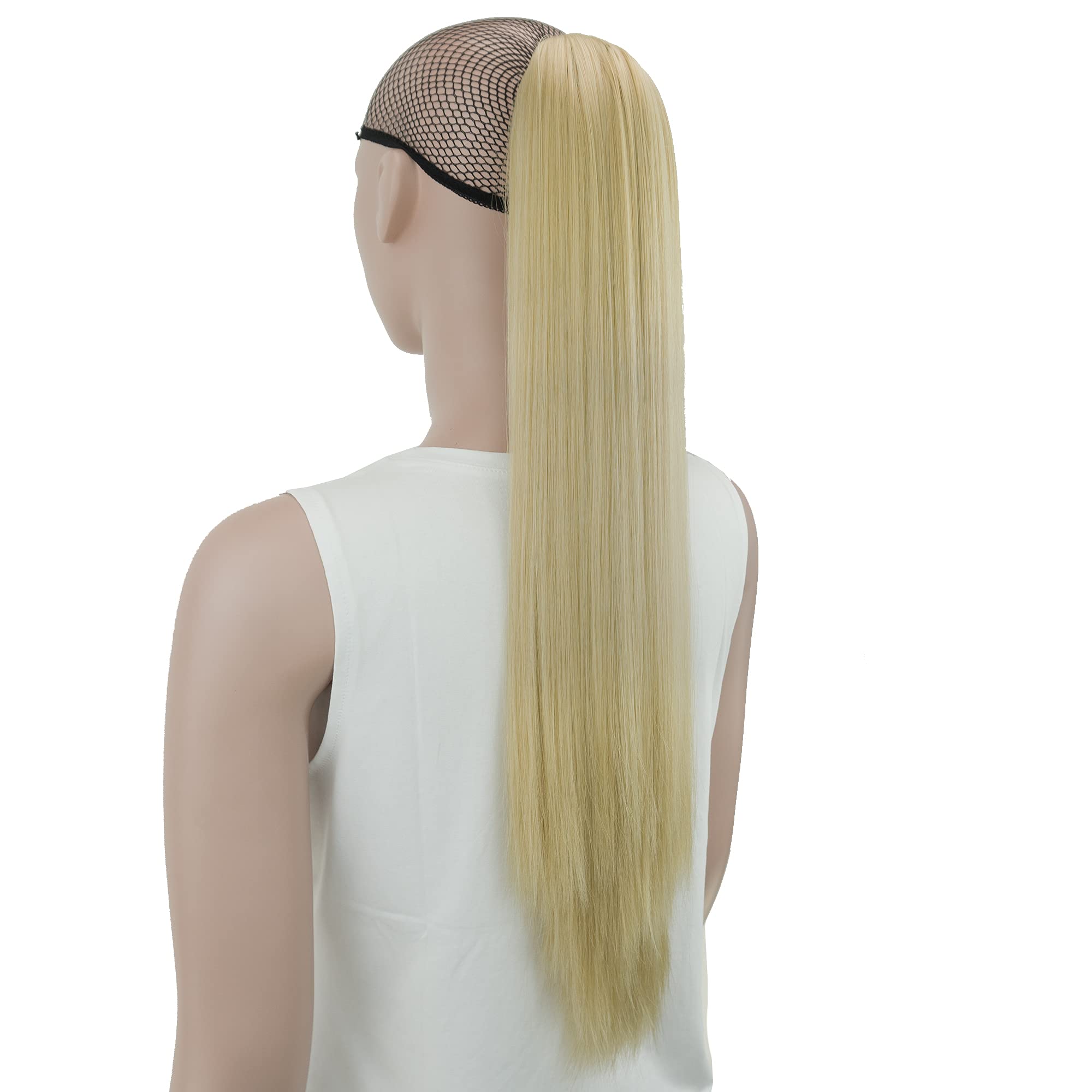 IMISSU Thick Straight Jaw Claw Ponytail Hair Pieces Extensions Pony Tail Clip in Hairpiece 24 Inches (Straight Honey Blonde)