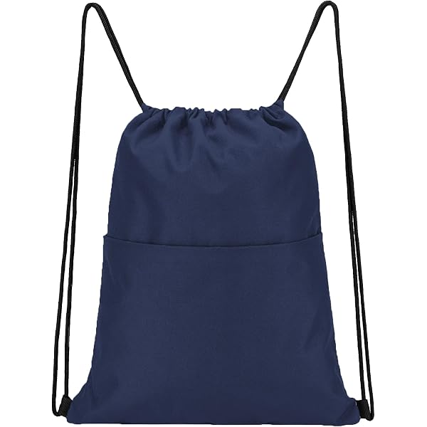 Amazon.com | Large Drawstring Backpack - NAVY - OS  display picture 1