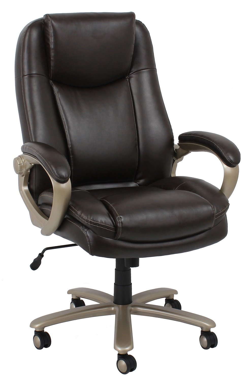 Essentials Big and Tall Executive Chair - Leather Office Chair with Fixed Arms, Brown (ESS-201-BRN)