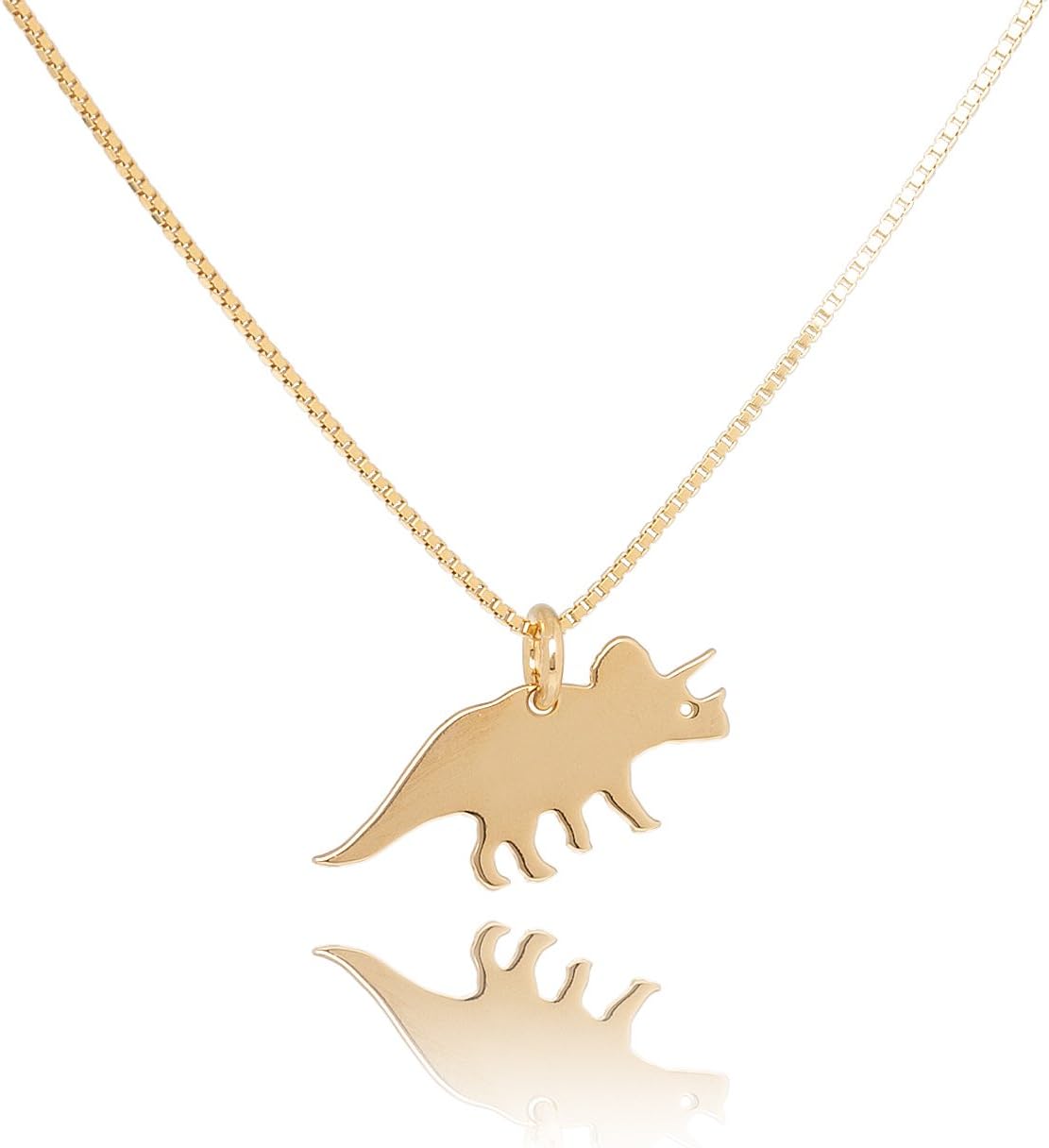 Malaika Raiss Gold Necklace Dino Love Triceratop 24ct Gold-Plated