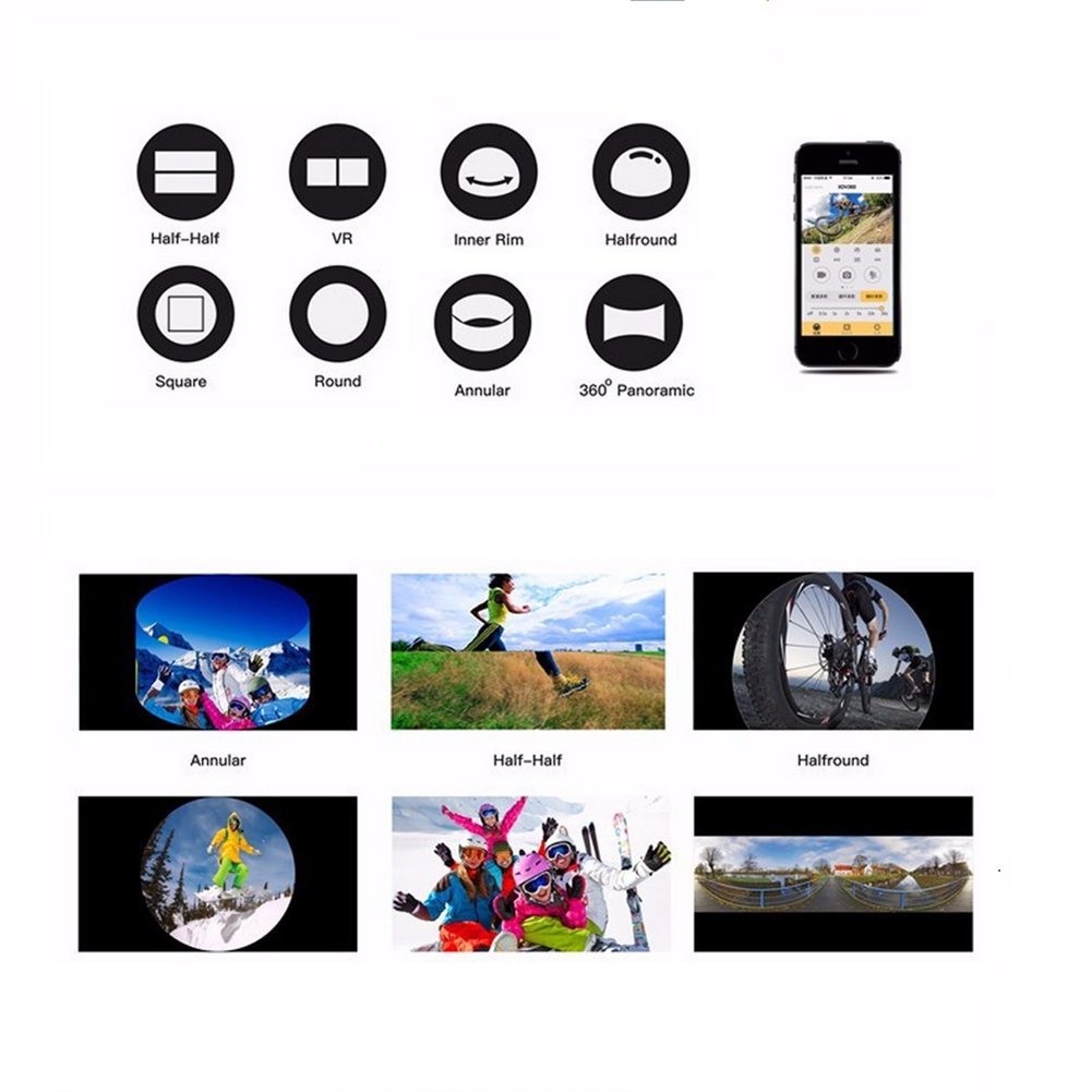 SEREE 3K 30FPS 360 Degree VR Panoramic Driving Sports Action Camera Sony Sensor Ultra HD Waterproof Underwater 3D Wifi UHD (Black, S1-BK)