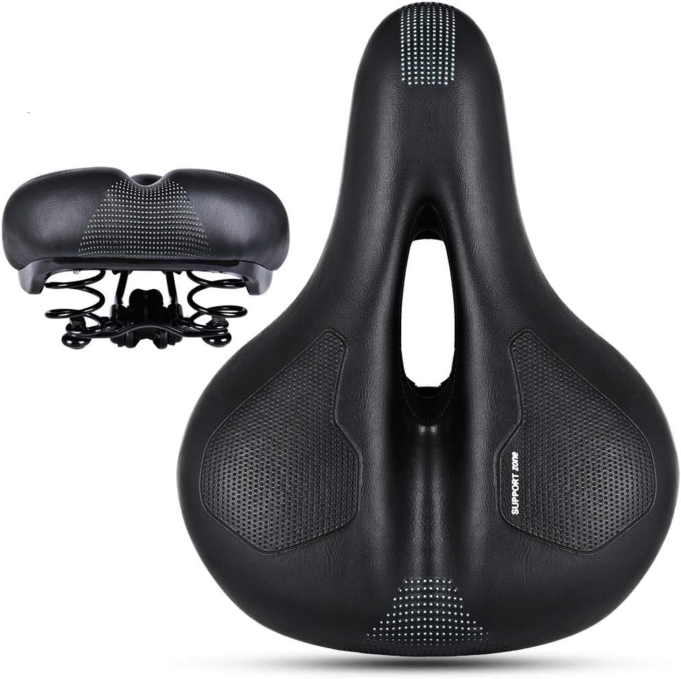 BessieSparks High Elastic Bike Saddle,Ball Shock/Spring 2 Design,Widen Thicken Bicycle Gel Seat Pad for MTB/Hybrid/Road/Mountain