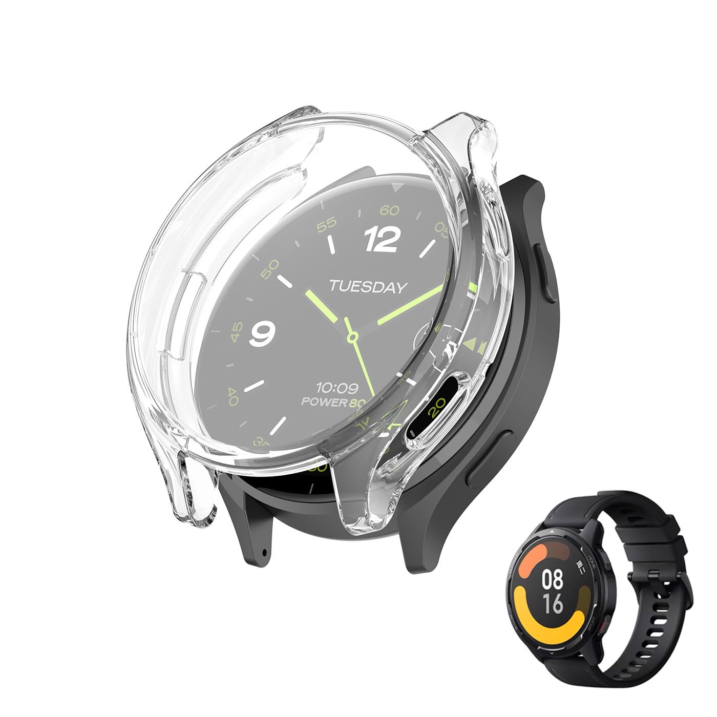 HOMTERN [2-Pack] Cases Designed for Xiaomi Watch 2, Soft TPU Lightweight Shell Drop-proof Scratch-Proof Flexible Screen Full Covered Protective Case,Black and Clear