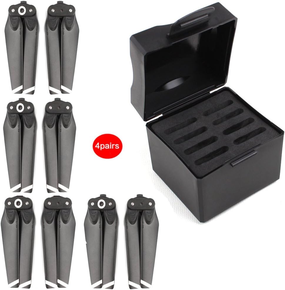 JXE 4 Pairs 4730F Propellers Quick-release White Stripe Foldable Props + Propellers Protective Case Storage Box for DJI SPARK