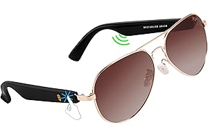 XR LOUD XR Smart Bluetooth Sunglasses for Men Women, New 5.3 Android Siri X ManTouch Sensor, Voice Assistant, Map 120HSB, Color Changing Brown Aviator with Speaker