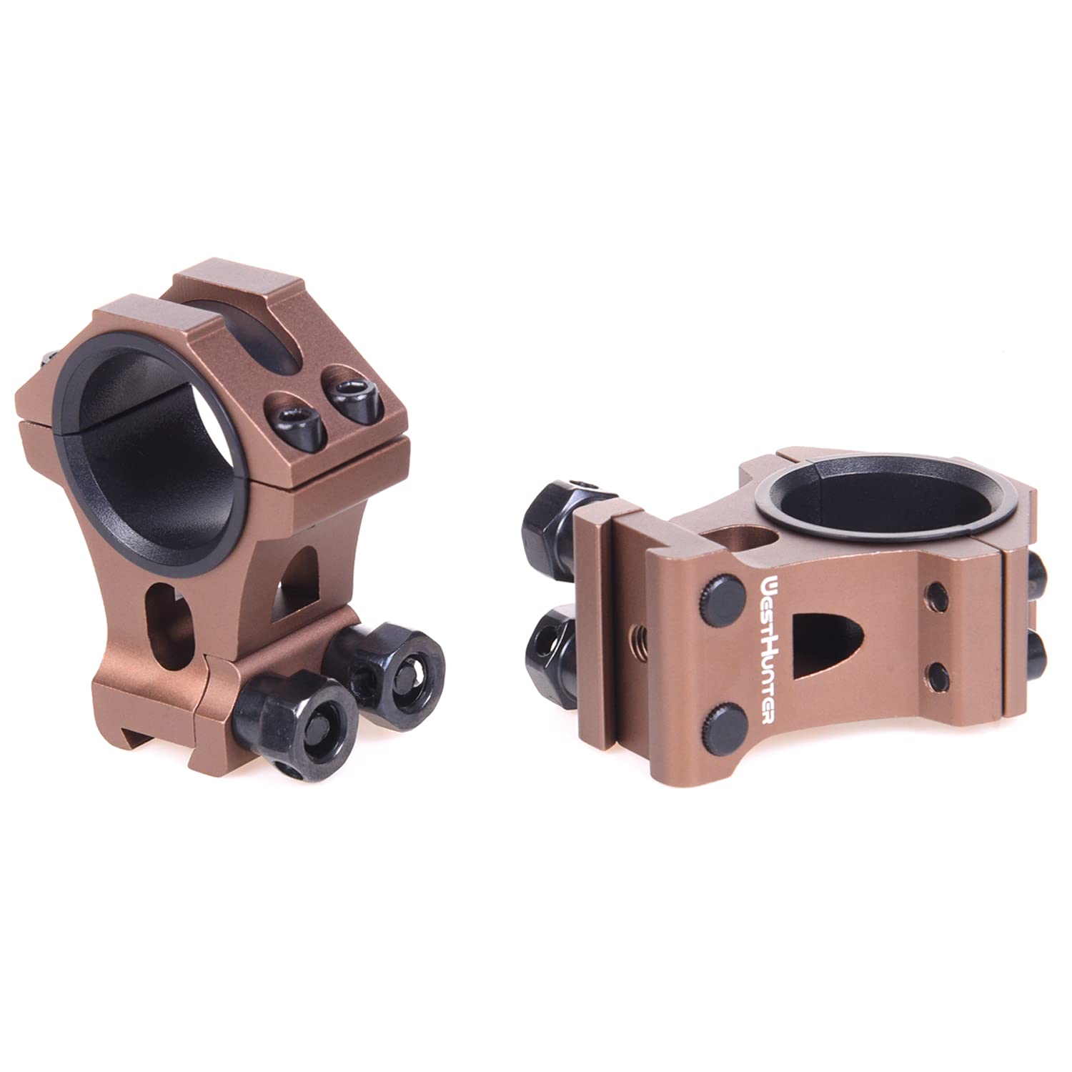 WestHunter Optics Dovetail Scope Rings, 1 Inch 30 mm Tactical Precision Scope Mount | 36 mm Center Height, Brown