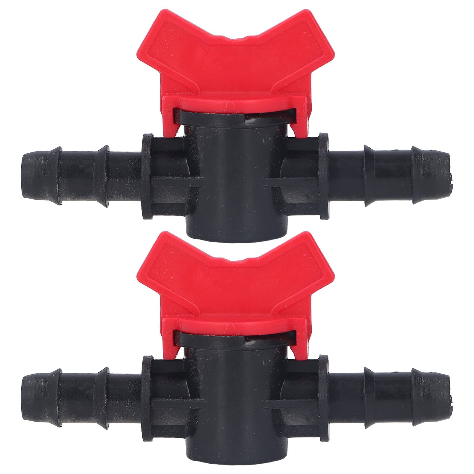 Barbed Ball Valve for Irrigation, 12mm Drip Irrigation Shut Off Valve, ABS Garden Hose Control Valve, 2 Pack