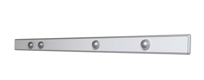 Maul 6250094 Magnet-Wandleiste Design, 100 x 5,3 cm (LxB), Infoschiene Inklusive 4 Kugelmagnete, Silber, 1 Stück
