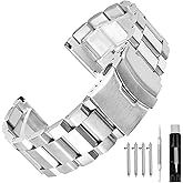 SINAIKE Quick Release Brushed Metal Watch Band for Men Women Stainless Steel Watch Bracelet Straps 18mm 20mm 22mm 24mm 26mm Watch Bands with Double FlipLock Buckle Black or Silver Blue Gold
