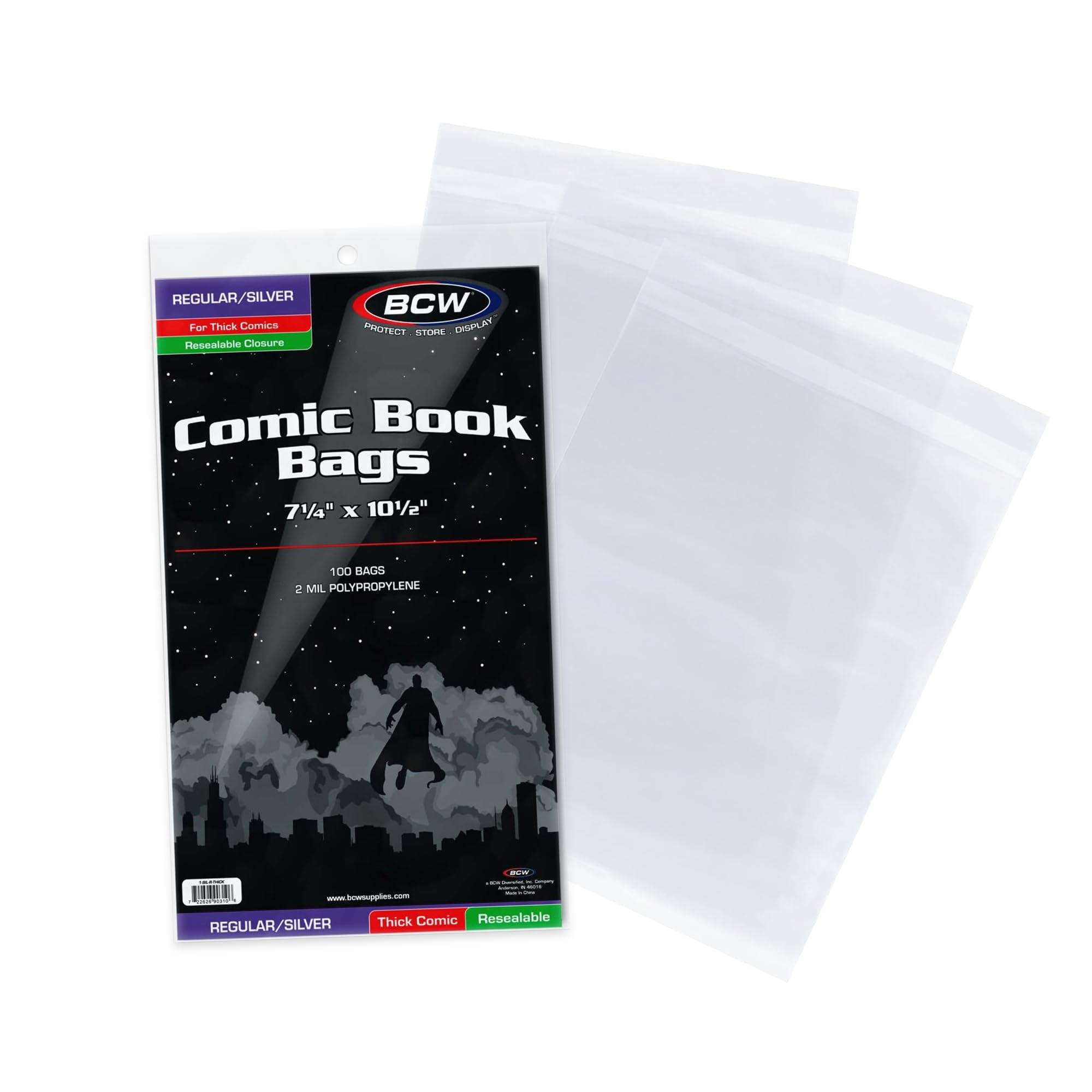 BCW 100 Pcs Resealable Silver Thick Comic Bags [German Version]