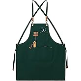 FunChaos Canvas Aprons, Kitchen Chef Aprons, Work Aprons for Men Women, Adjustable Strap Aprons with 3 Pockets