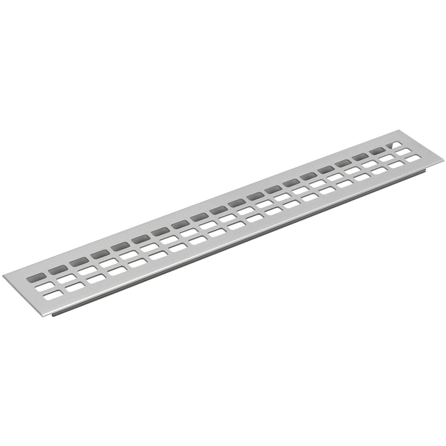 vasalat Ventilation Grille Fridge 600 x 80 mm, Plug-in Ventilation Plate - Also for Wardrobes and Doors, Natural Anodised Aluminium