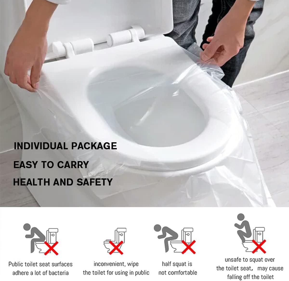 Luckyrao 50 PCS Travel Disposable Toilet Seat Cover Waterproof Portable WC Pad Toilet Mat For Baby Pregnant Mom,Independent Packing