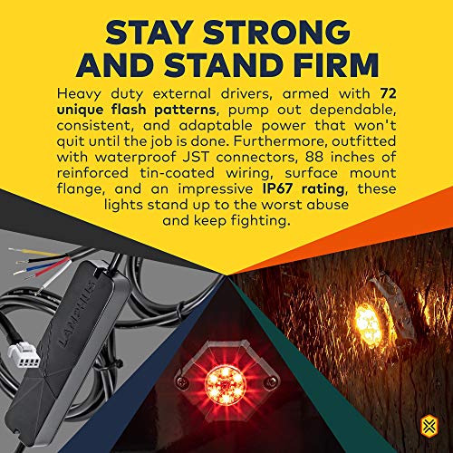 4pc SnakeEye III WHITE LED Hideaway Strobe Light [SAE Class 1] [IP67 Waterproof] [72 Flash Modes] [Multi Units Sync-able] [Steady Override] Clear Emergency Strobe Police Lights For Vehicle Headlight - Thumbnail 3
