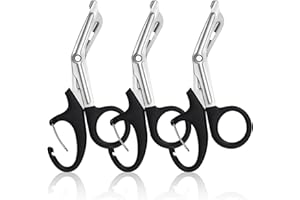GRICARE 3 Packs Trauma Shears Medical Scissors with Carabiner, Bandage Nursing Stainless Steel Blades Scissors, 7.5" Premium Titanium-Coated Surgical Scissors for Nurses, Doctors, Nursing Students