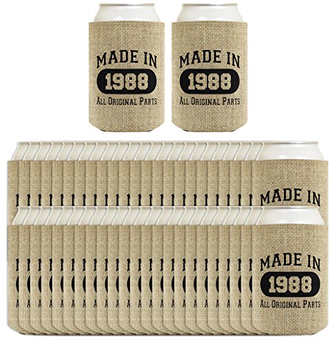 30th Birthday Gift Coolie Made 1988 Can Coolies 48 Pack Can Coolie Drink Coolers Coolies Burlap