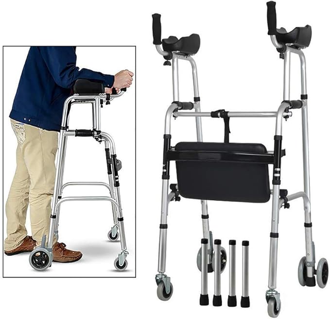 FKDEWALKER Aluminium Foldable Walking Frame,Wheeled Walker