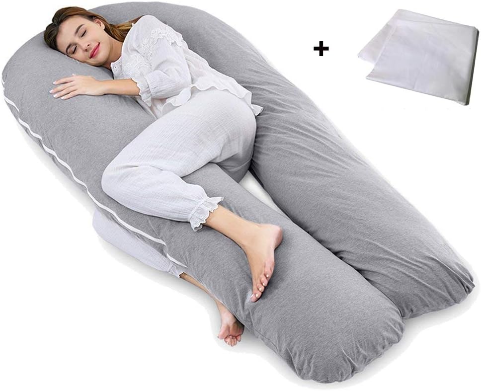 Queen Rose - Almohada de cuerpo completo para embarazos y almohada de maternidad con funda reemplazable y lavable (170 cm x 90 cm, jersey, gris)