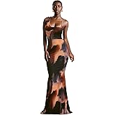 Infeel newz Bodycon Dresses for Women Sexy Strap Shoulder Asymmetric Cowl Neck Backless Slim Long Elegant Party Maxi Dress