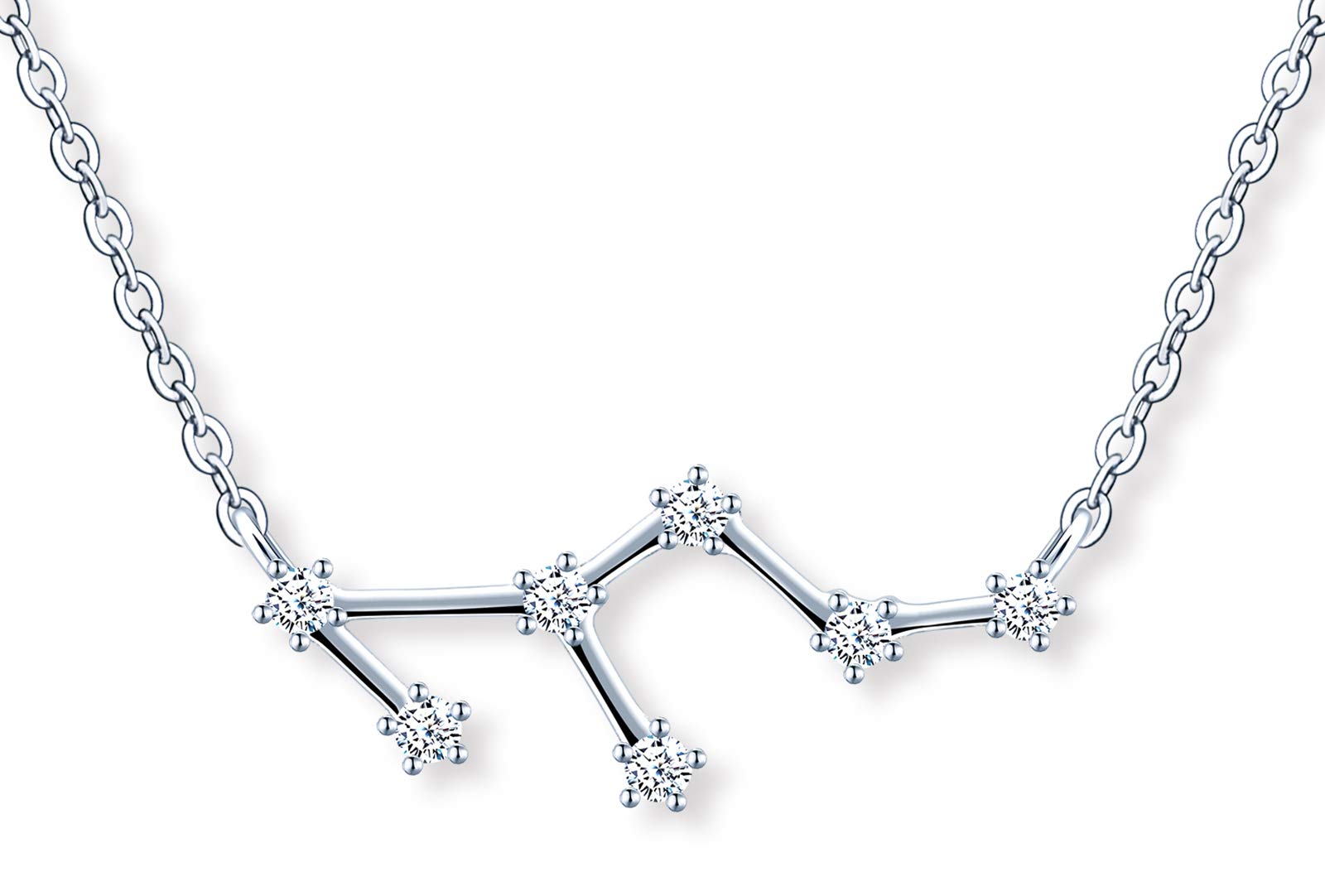 MicLee Women's girl's Necklace pendant, 925 Sterling Silver necklace, Twelve constellations zircon necklace, Constellations Guardian Choker, Leo necklace pendant, Inlaid zircon, silver