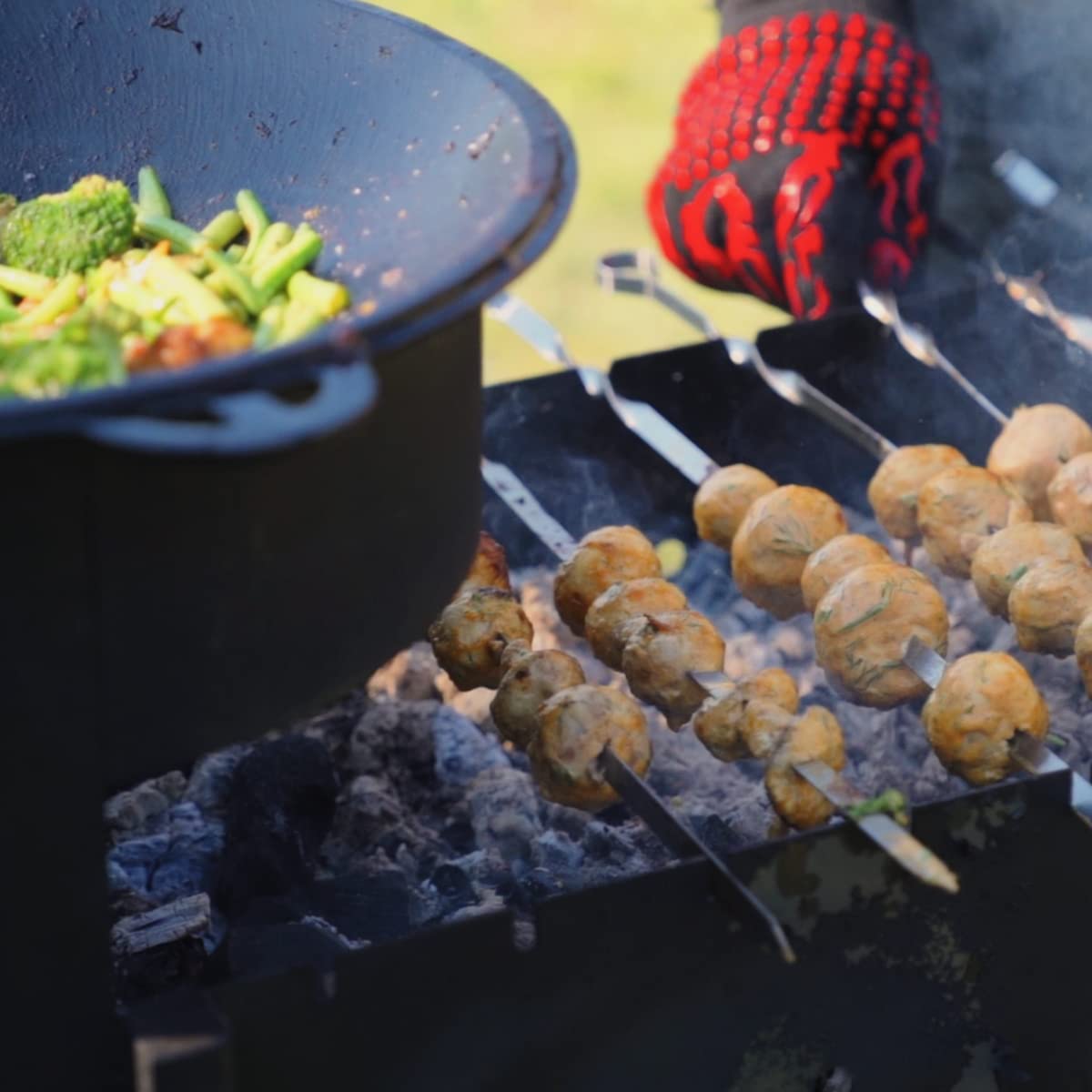 FlameFusion Mangal BBQ Holzkohlegrill Schaschlikgrill Outdoor Grill Mangalgrill (ohne Kazan) 8