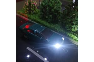 Model Car for N Scale Model Railway, Lighted Street Scene Layout Accessory, 1:160 Reference Scale, Plastic, Works with 12V or