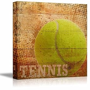 Tennis Americana - Patriotic Tennis Sport Grunge Flag - Canvas Art Home Art - 12x12 inches