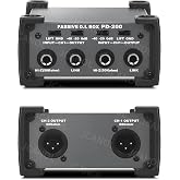 JCANOL PD200 Stereo Passive DI Box Unit Hum Eliminator with GND switch, Input Attenuator to Connect Guitar &amp; Bass, 1/4" instrument Direct Box to Balanced &amp; Unbalanced XLR