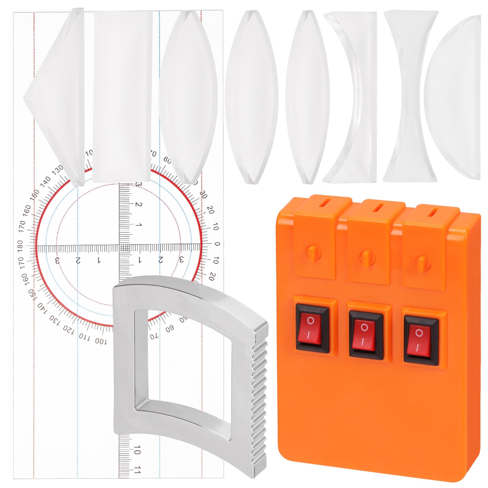 Rustark 1 Set Physics Optical Experiment Kit Prism Lens Optic Reflector Refraction Optics Three Light Source Teaching Demonstration Equipment Optical Physics Kit for Teacher Student Education