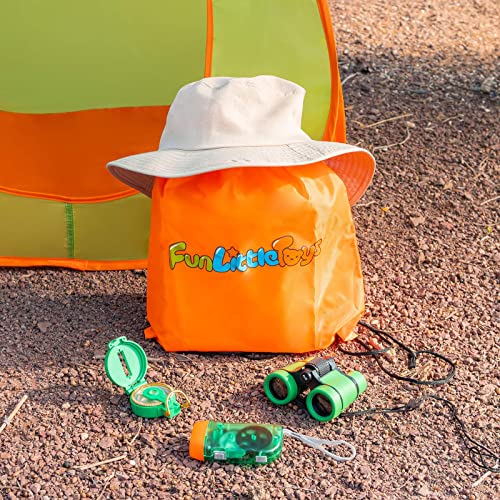 FUN LITTLE TOYS Kids Explorer Kit, Pop Up Tent with Binoculars, Compass