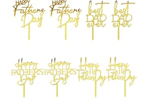 FLORCMET 8PCS Happy Father's Day Cake Toppers,Acrylic Cupcake Toppers，Happy Birthday Dad Cake Decoration，Father's Day Party Decoration Supplies (Acrylic 8PCS)