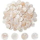 HOBBIESAY Flat Round Shell Charms Capiz Shell Discs Charms Natural Mother of Pearl Seashells Charm for Earring Necklace Jewelry Making