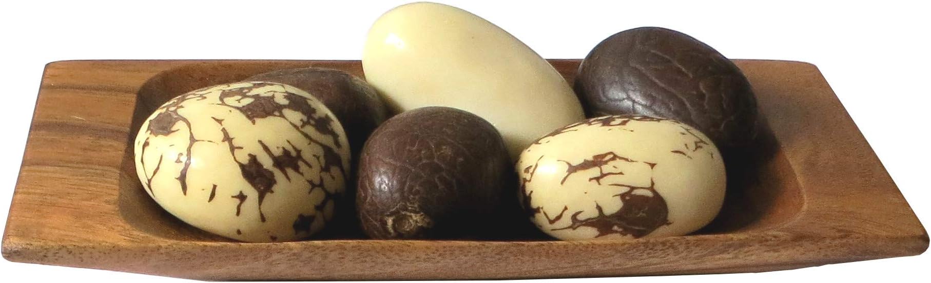 Lifeforce Glass Six Tagua Nuts on Acacia Wood Tray, an Unusual Hostess Gift. Matches Any Decor. Great for The Person Who Has Everything. from