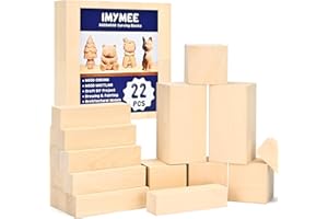 IMYMEE Basswood Carving Blocks-22PCS Whittling Wood Blocks Wood Carving Kit with 3 Different Sizes,Soft Basswood for Whittling, Easy to Use for Kids and Adults