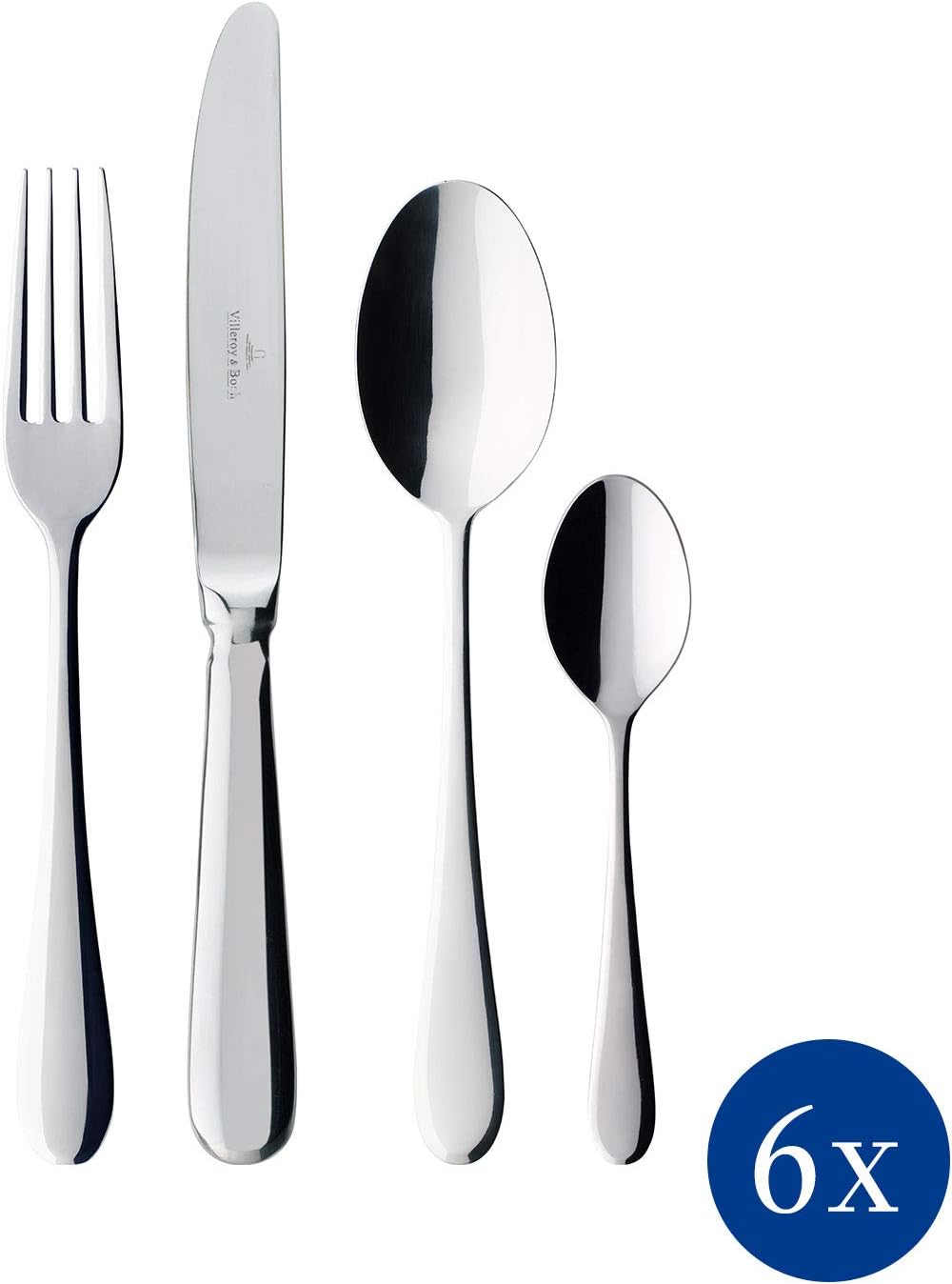 Villeroy & Boch, Oscar Cutlery Set 24 Pieces for 6 People, Dishwasher Safe, Rustproof, Knife, Fork, Spoon, Luxury Cutlery Set
