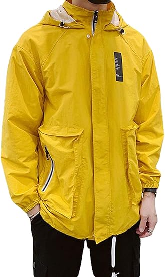 Bscoolジャケット メンズ アウター 長袖 ブルゾン ジャンパー イエロー 薄手 韓国ファッション フード付け ライドジャケット 春物 Dイエロー コート ジャケット 通販 Amazon