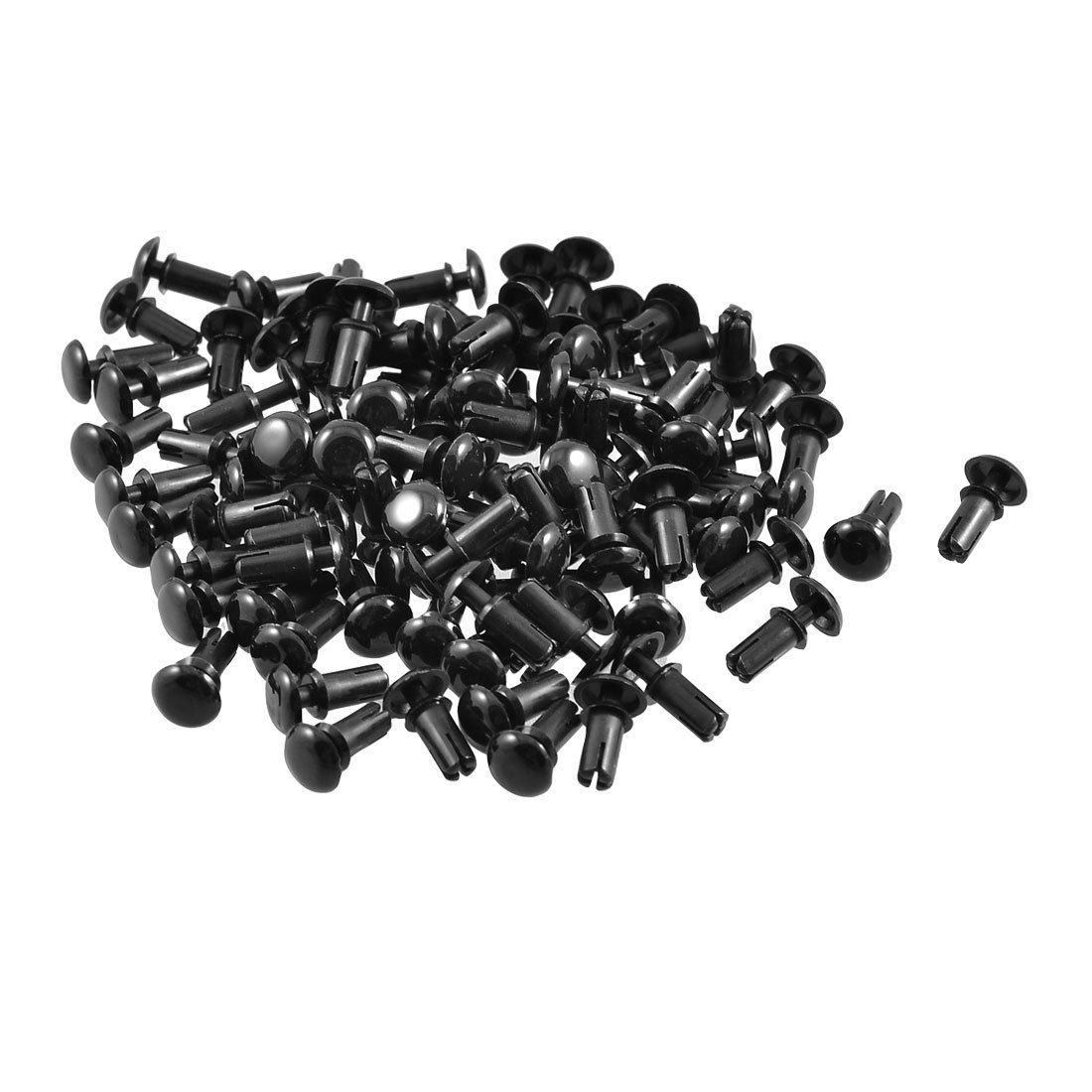 sourcingmap 100 Pcs Black Nylon 4.0mm Bottom Dia Push Clips Rivets Fasteners R4080