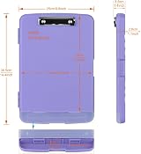 ZCZN A4 Clipboard with Storage Light Purple Plastic Clipboard Folder view 2