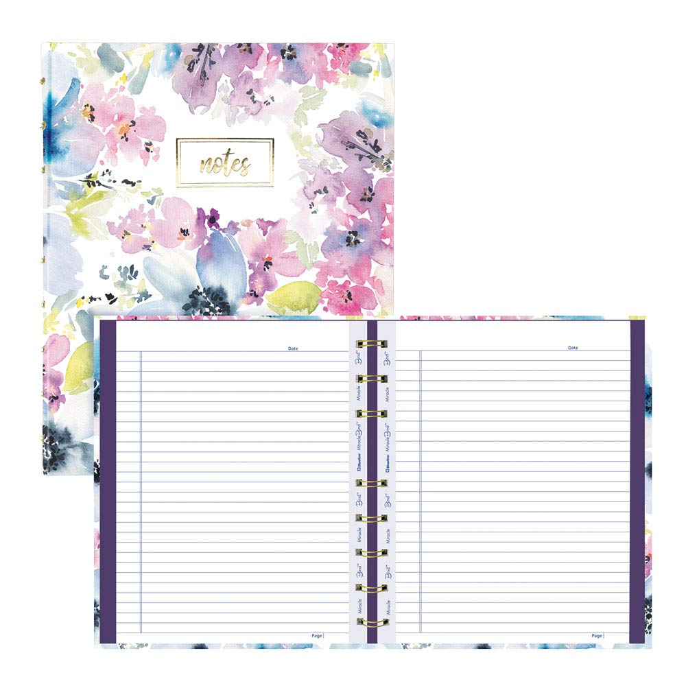 Blueline MiracleBind™ Notebook, Refillable, Hard Cover, Twin-Wire Binding, 9.25" x 7.25", 150 Ruled Pages, Floral (AF3400.01)