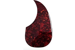 YUEMIYA Acoustic Guitar Pickguard Brown Tiger Shell for Martin D45, 2MM Self-Adhesive Scratch Plate, Teardrop Shape, Universal Fit for 40-41 Inch Guitars Folk Guitar Replacement Parts