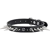 ADEMISHIA Punk Gothic Spiked Choker Necklace for Women, Adjustable Black Leather Collar for Women, Edgy Rock Jewelry for Halloween, Concerts