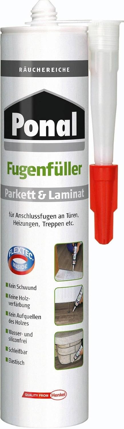 Ponal 1179863 Filler for Parquet and Laminate Flooring 280 ml Fumed Oak, Grey, 1 x 280 ml