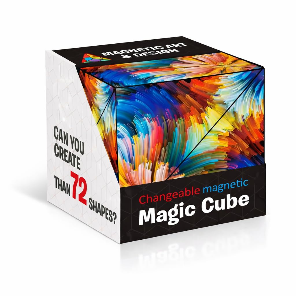 Magnetic Infinity Cube Fidget Toy – Folding Puzzle Cube with 36 Rare Earth Magnets, Geometric Shape-Shifting Brain Teaser, Stress Relief Desk Toy for Kids & Adults (Rainbow)